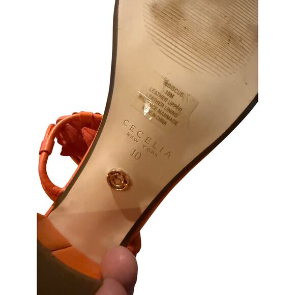 Cecelia New York Hibiscus Sandals in RARE Orange Sz. 10 - Picture 8 of 11